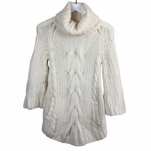 bebe Cream Cable‎ Knit Turtleneck Sweater